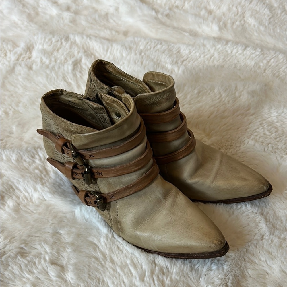 A.S.98 Airstep Strappy Buckle Pointed Toe Western Booties